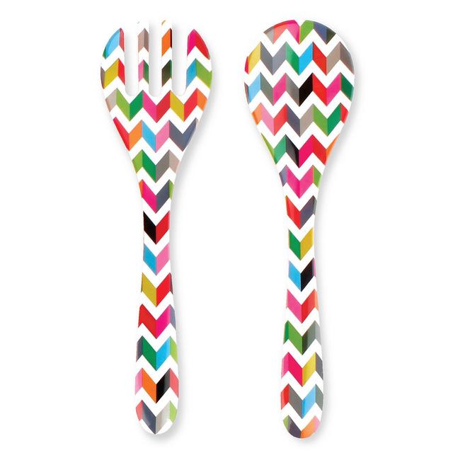 French Bull® Ziggy Multicolor Chevron Salad Servers (Set of 2)