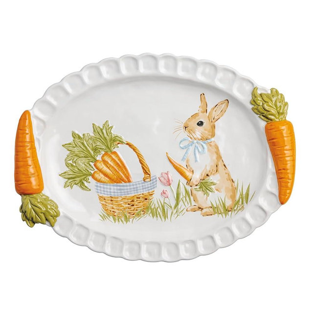Mud Pie Easter Carrot Handle Platter