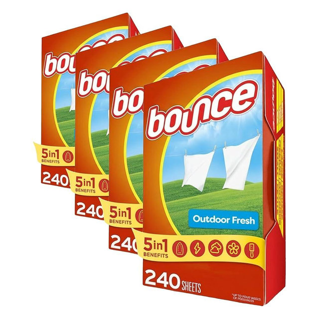 Bounce Fabric Softener Sheets,Outdoor Fresh Scent,240 Count (Pack of 4)