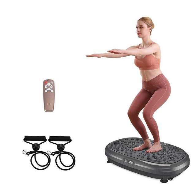 EILISON FitMaxx 3D XL Vibration Plate Exercise Machine - Whole Body Workout Vibration Platform w/Loop Bands - Lymphatic Drainage Machine for Weight Loss, Shaping, Wellness, Recovery