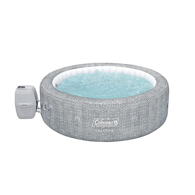 Coleman 90475E-BW Sicily Inflatable Outdoor Airjet Hot Tub Spa with Built in Pump and180 Bubble Jets, Fits up to 7 People, Gray