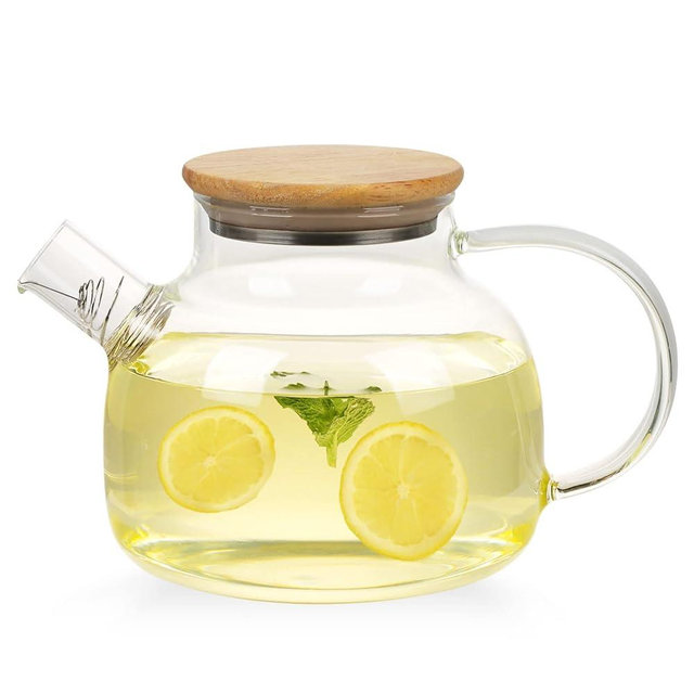 WHJY Clear Glass Teapot Glass Pots for Cooking on Stove Clear Teapots with Infuser for Loose tea, Kettle Teapot for Loose Leaf for Boiling Water -34 oz