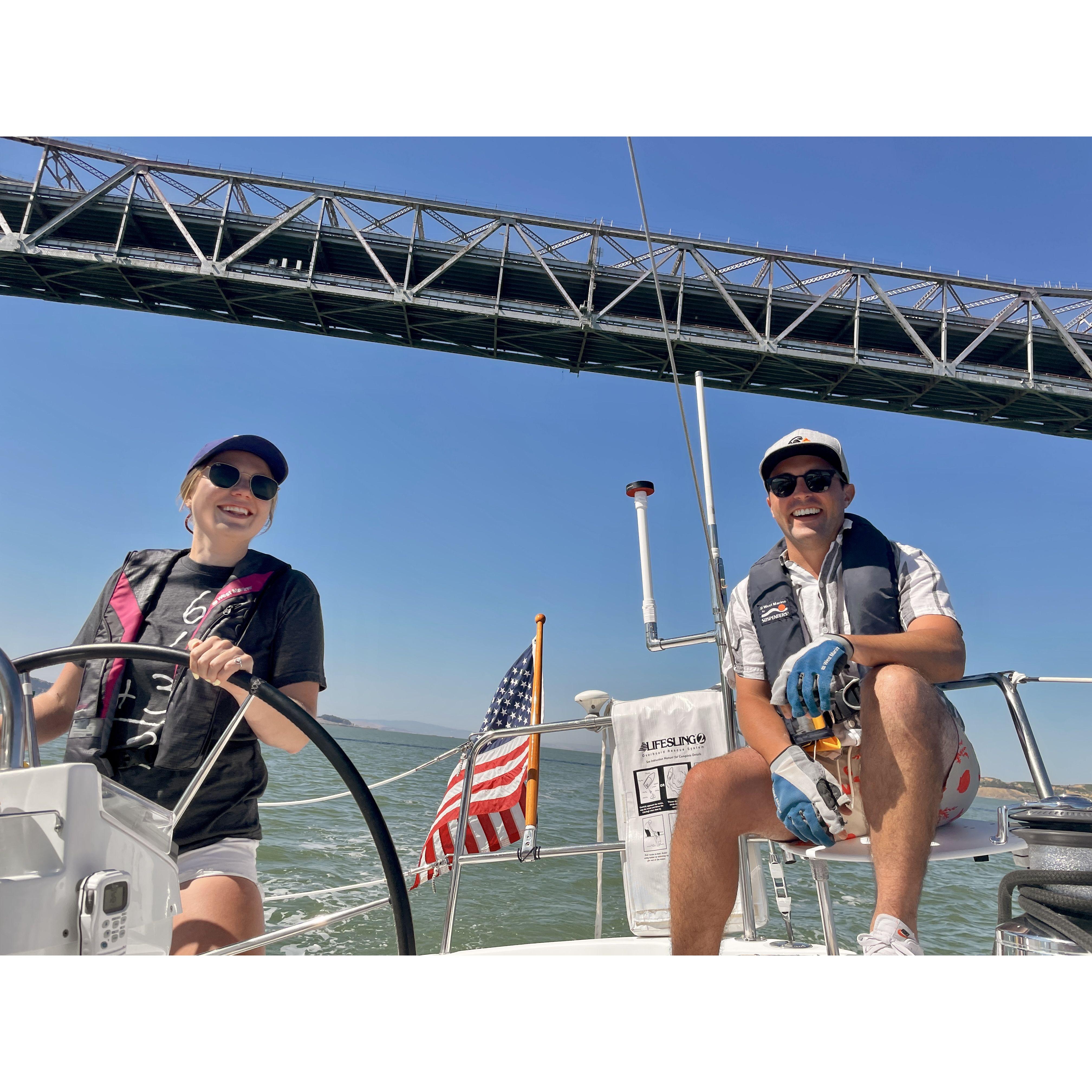 Cruising through the San Francisco Bay on the mighty vessel Contessa.