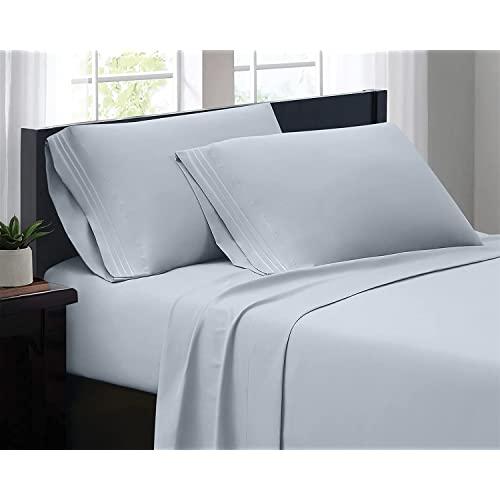 YIYEA Queen Bed Sheets Set 1800 Thread Count Microfiber-Eco Friendly Deep Pocket Sheets Set, Fitted Sheet, Flat Sheet, 2 Pillow Cases Soft 4 Piece Bed Sheet Set