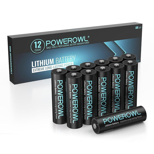 POWEROWL Lithium AA Batteries, 1.5V High Capacity Double A Battery for Camera Freezer Thermometer etc,12 Pack (Non-Rechargeable)