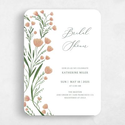 Pink Rounded Wedding Wedding Shower Invitation - Pemberton Portrait