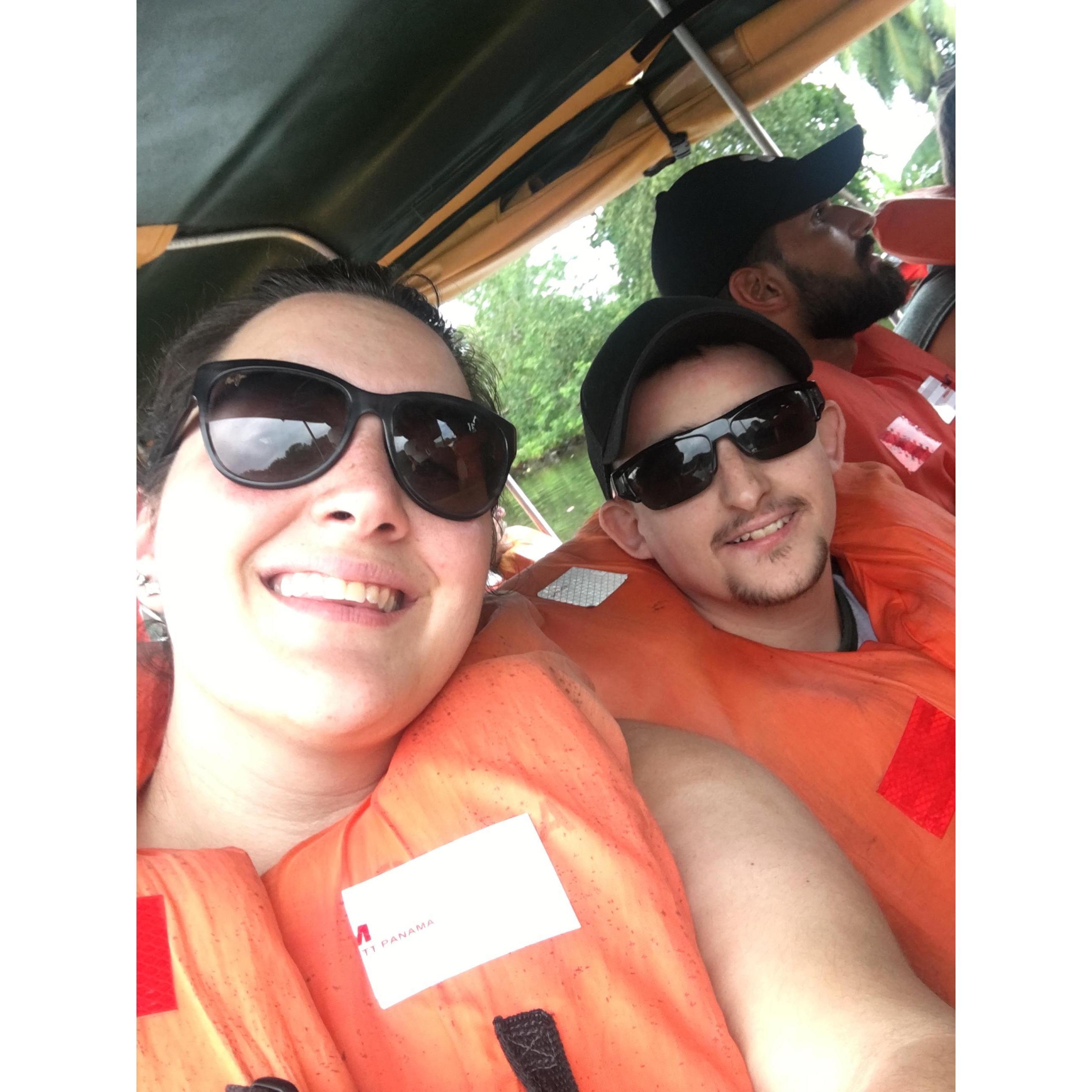 From the water taxi on our way to visit mom in Bocas Del Toro. Justin's first trip outside of the USA