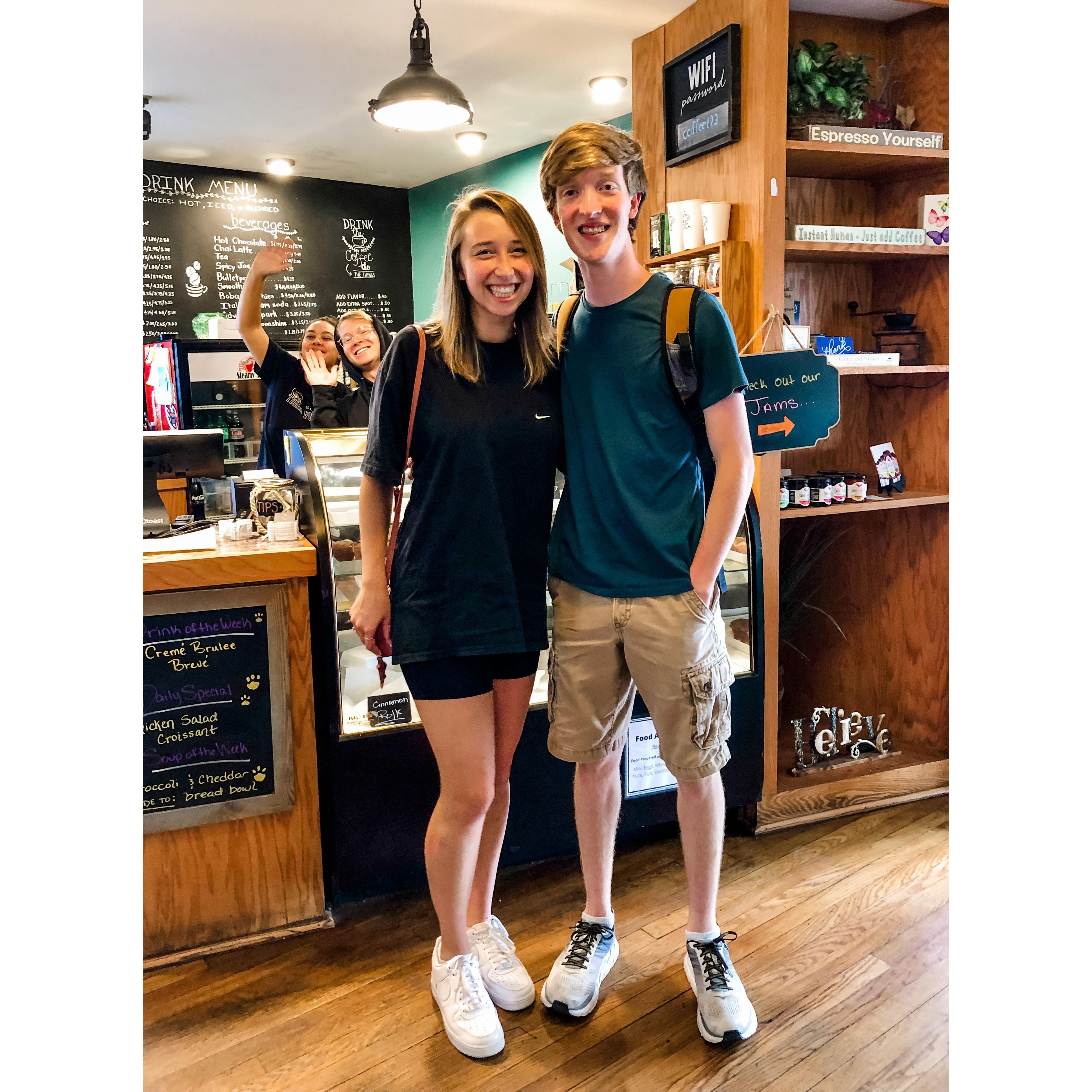 Our first date!! We started with coffee at Steamy Joe in Ark City!