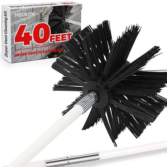 Holikme 40 Feet Dryer Vent Cleaning Brush, Lint Remover, Extends Up to 40 Feet, Synthetic Brush Head, Use with or Without a Power Drill