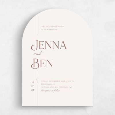 Beige Arch Wedding Invitation - Hartington Portrait