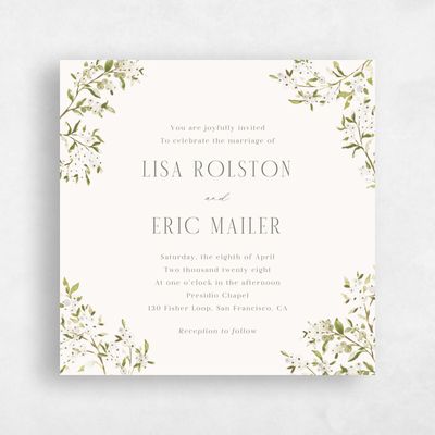 Green Floral Wedding Invitation - Allegra Square