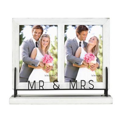 "Mr. & Mrs" 2-Photo Picture Frame in White