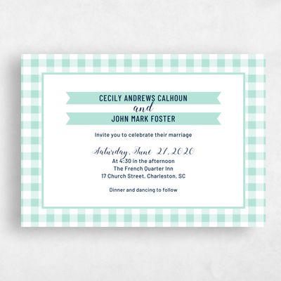 Mint, Green Wedding Invitation - August Frame