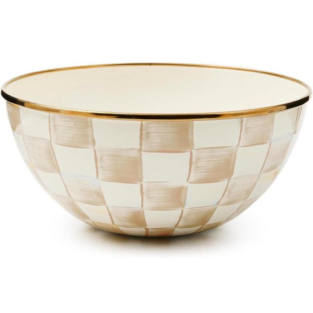 MACKENZIE-CHILDS Enamel Everyday Bowl, Serving Bowl, Small, Mocha Check