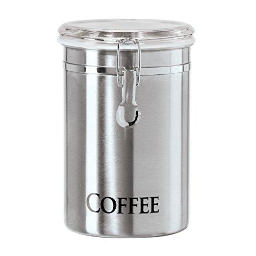Oggi 60-Ounce Brushed Stainless Steel "Coffee" Airtight Canister with Acrylic Lid