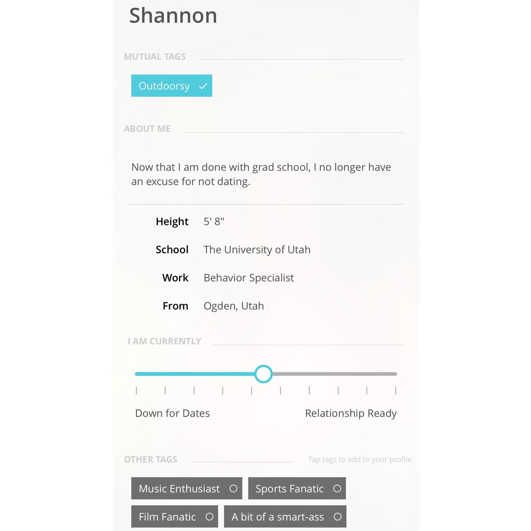 Shannon’s profile - something caught his eye.