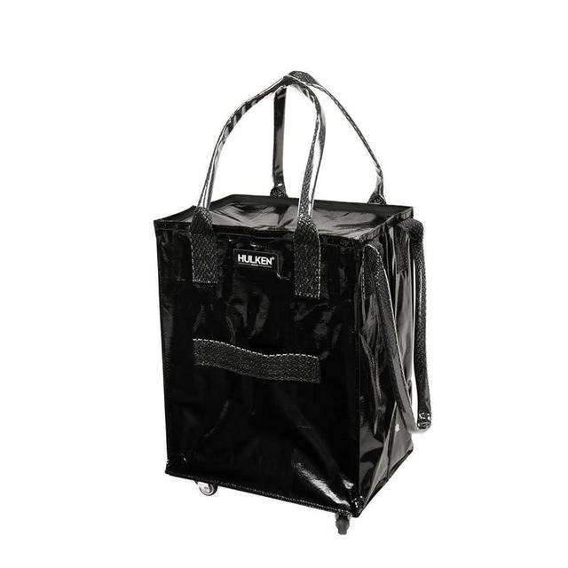 HULKEN - (Medium, Black) Reusable Grocery Bag On Wheels, Shopping Trolley, Rolling Tote, Zipper Closure, Lightweight, Carries Up to 66 lb, Folds Flat, Unbreakable Handles