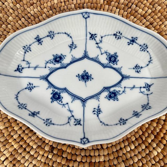 RARE Royal Copenhagen Denmark Fluted Relish Candy Dish, Vintage Blue Chinoiserie Porcelain Dish, Cottage, Country, FREE SHIPPING
