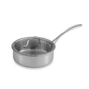 Calphalon® Tri-Ply Stainless Steel 2.5 qt. Shallow Saucepan with Lid