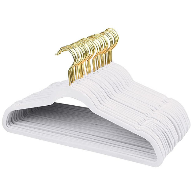 ManGotree Velvet Hangers, Coat&Suite Hangers, No-Slip Hangers, Ultra-Slim Space Saving Hangers, Sturdy&Durable Clothes Hangers, 360 Swivel Golden-Plated Hook, 36 Pack (White)