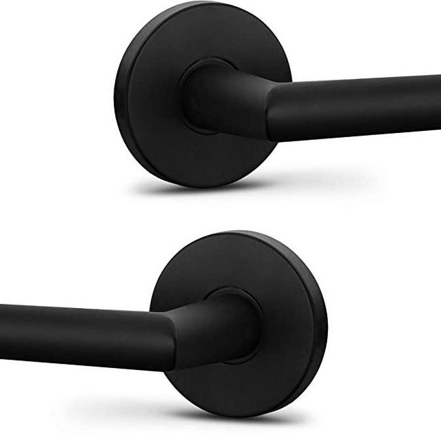 Berlin Modisch Dummy Lever Door Handle Pack of 2 Sleek Round Non-Turning Single Side Pull Only Lever Set [for Closet or French Doors] Heavy Duty - Iron Black Finish