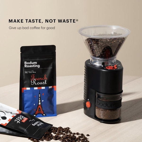 Bodum Bistro Electric Conical Burr Coffee Grinder, Preset Timer, 12 Grind Settings, Black