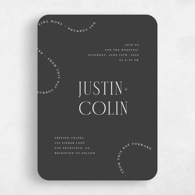 Black Rounded Wedding Invitation - Vence Portrait