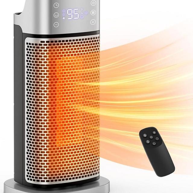 Space Heaters for Indoor Use, 1500W PTC Portable Heater with Thermostat, 70° Oscillation, 12H Timer, Remote Control, 4 Modes, Electric Space Heater for Indoor Office, Bedroom, Large Room
