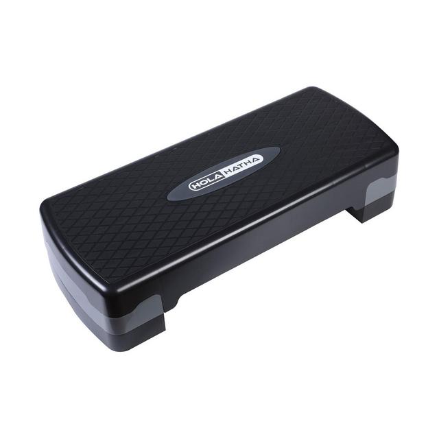 HolaHatha Compact Portable Aerobic Step Platform Workout Exercise Equipment, Fitness Cardio Stepper w/ Adjustable Height for Home Gym & Travel, Black