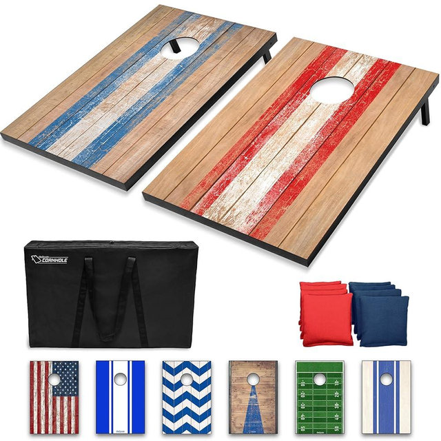 GoSports Portable Cornhole Sets – Choose 4 x 2 ft or 3 x 2 ft Boards - Includes 8 Bean Bags, Travel Case, and Game Rules (Choice of Style)
