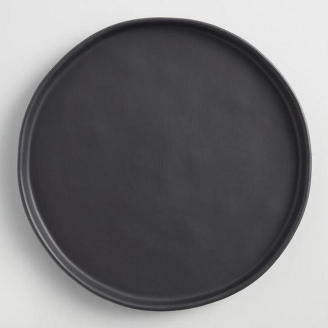 Black Organic Rimmed Salad Plates, Set of 6