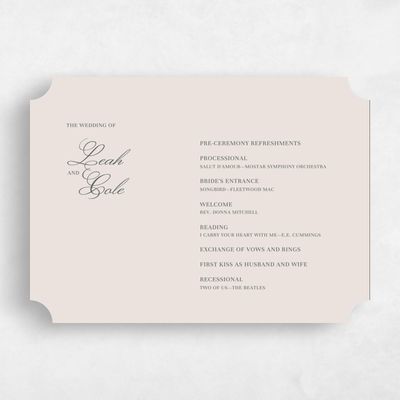 Green Ticket Wedding Program - Dubuque