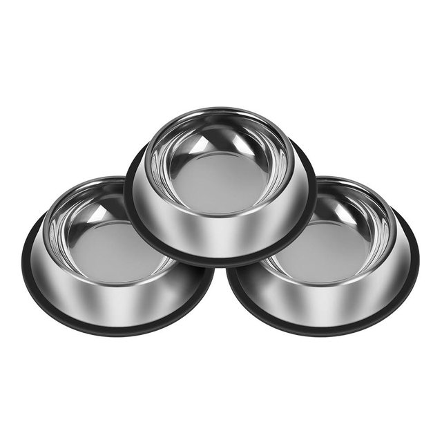 3Pcs Stainless Steel Dog Bowls Set - Non-Slip Food and Water Bowl 13 Oz - Dishwasher-Safe, Rust Resistant Metal Pet Bowls for Small/Medium/Large Sized Pets