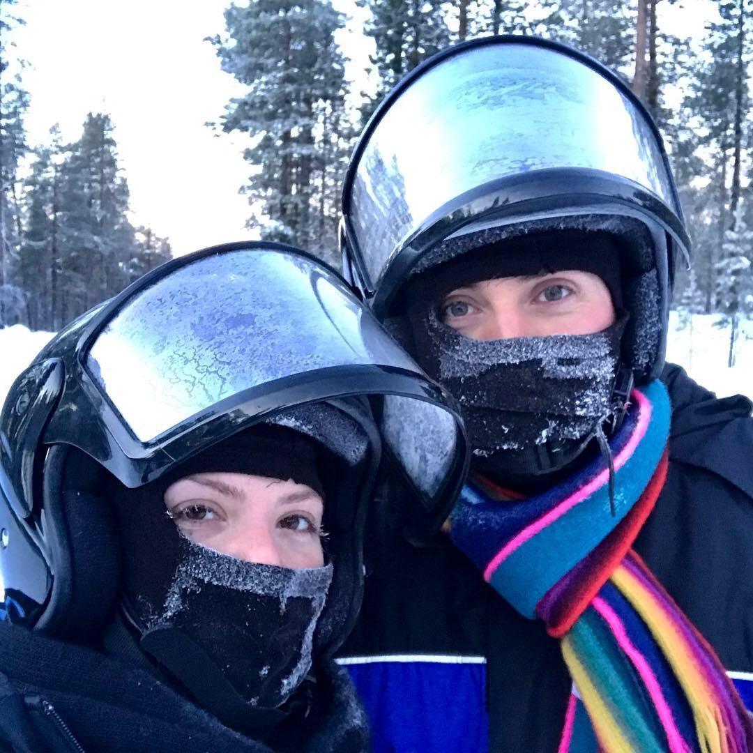 Freezing under our snowmobile helmets in Finland
2019