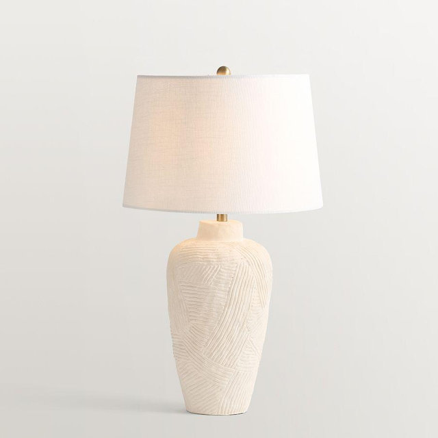 Textured Earthenware Ceramic 25" Table Lamp, Natural, Small