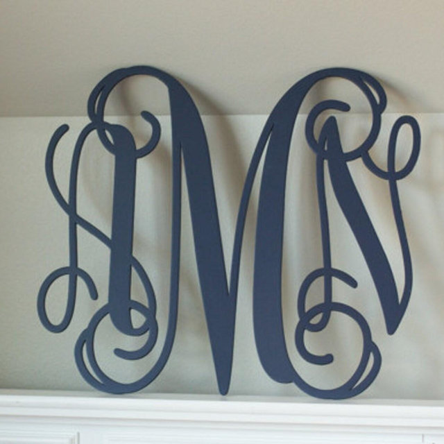 Painted Wooden Monogram, Wood Initials, Vine Script, Initials, Room, Wall, Nursery and Wedding, Door Hanger, Wall Hanging #2304