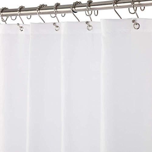 Amazer Fabric Shower Curtain Liner, White Polyester Fabric Shower Curtain Liners Bathroom Shower Curtains, Water Proof, Hotel Quality, 36 x 72 Inches