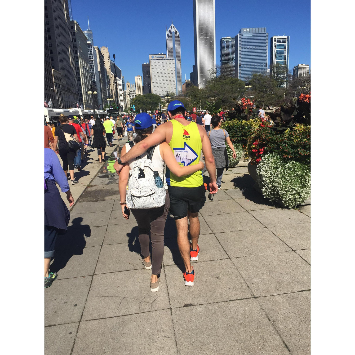 Helping Chas home after his awesome run in the 2017 Chicago Marathon! He finished under four hours and needed a helping hand to get home.