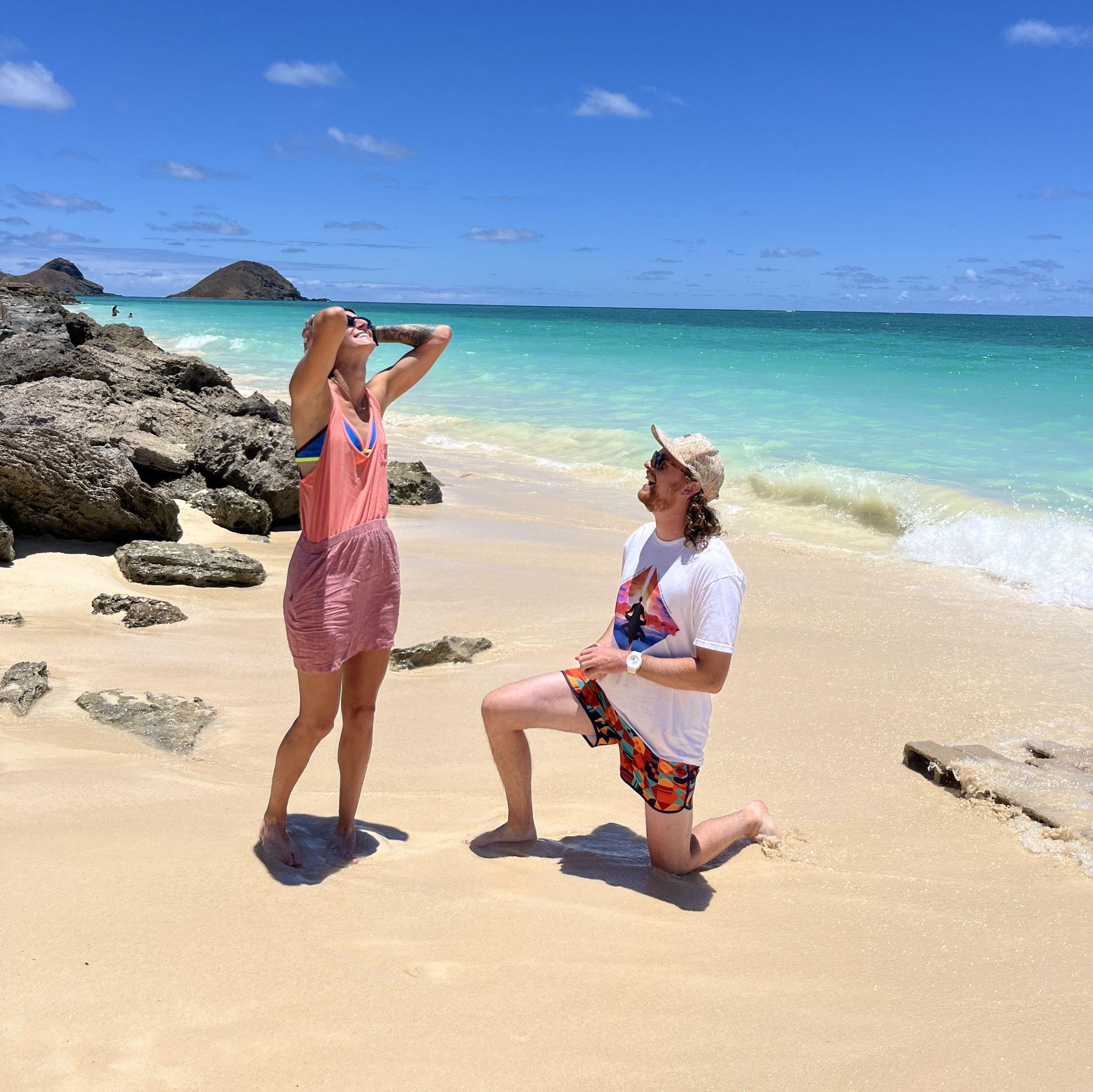 Ben proposed on the beach in Hawaii
