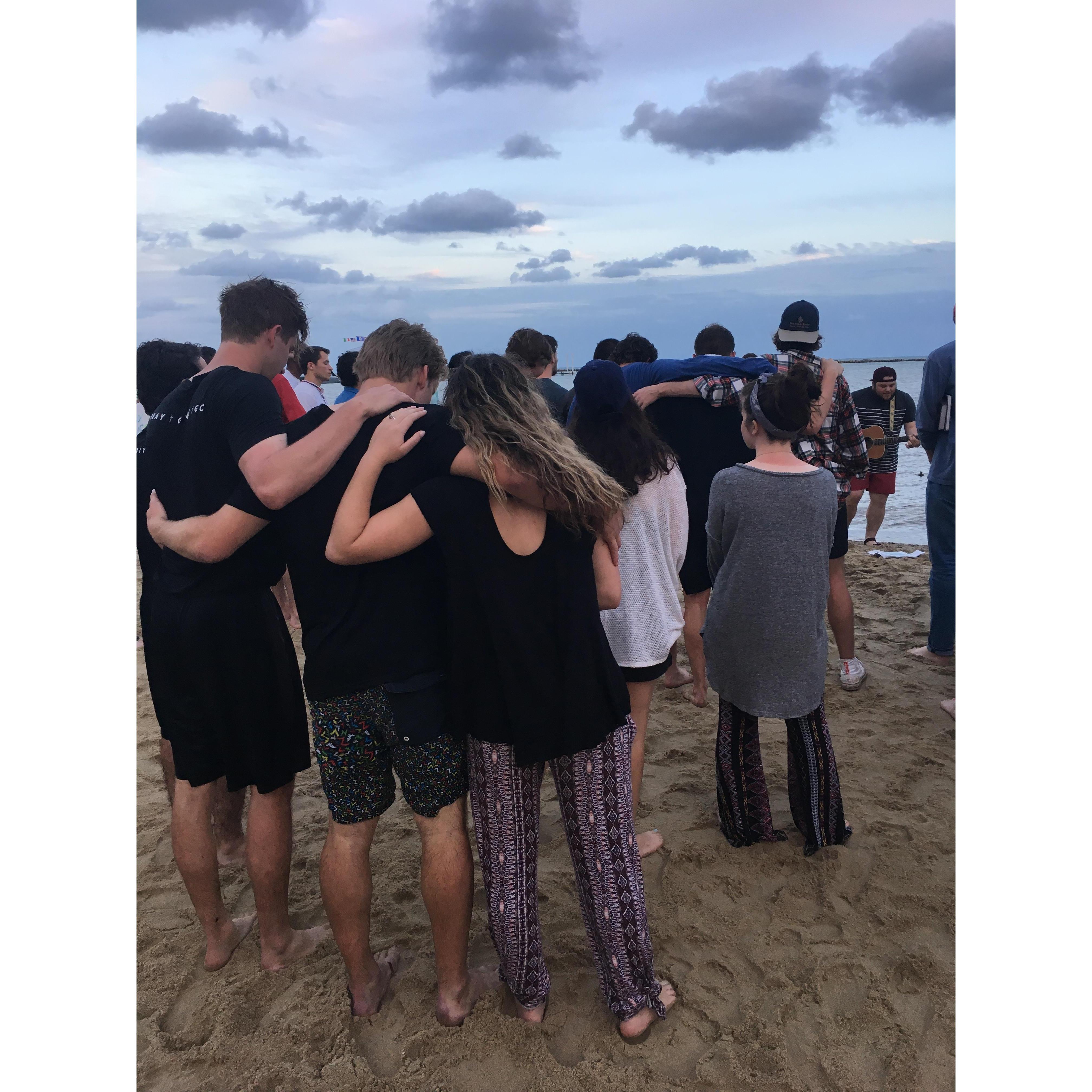 Worshipping on the beach in Belize after Thomas got baptized!