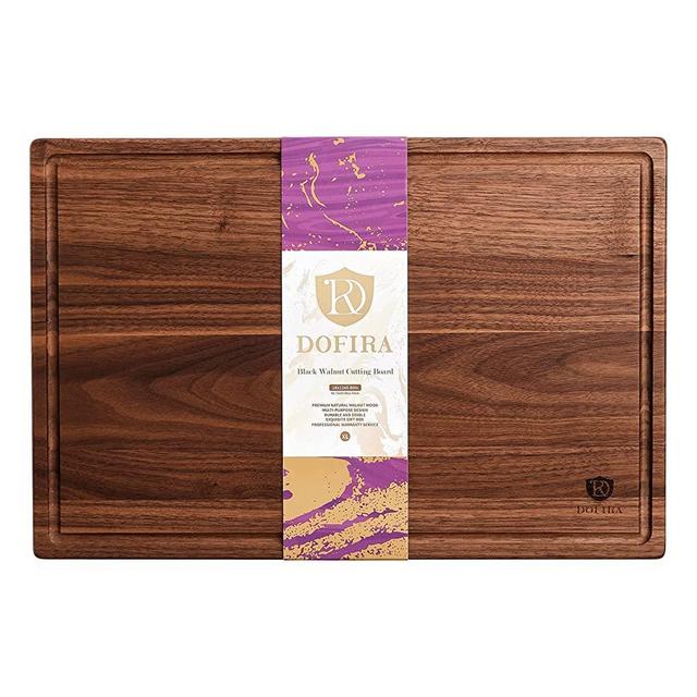 Dofira Large Walnut Wood Cutting Board, Wooden Cutting Boards for Kitchen, Reversible Charcuterie Boards with Deep Juice Groove 18 x 12 Inches (Gift Box Included)