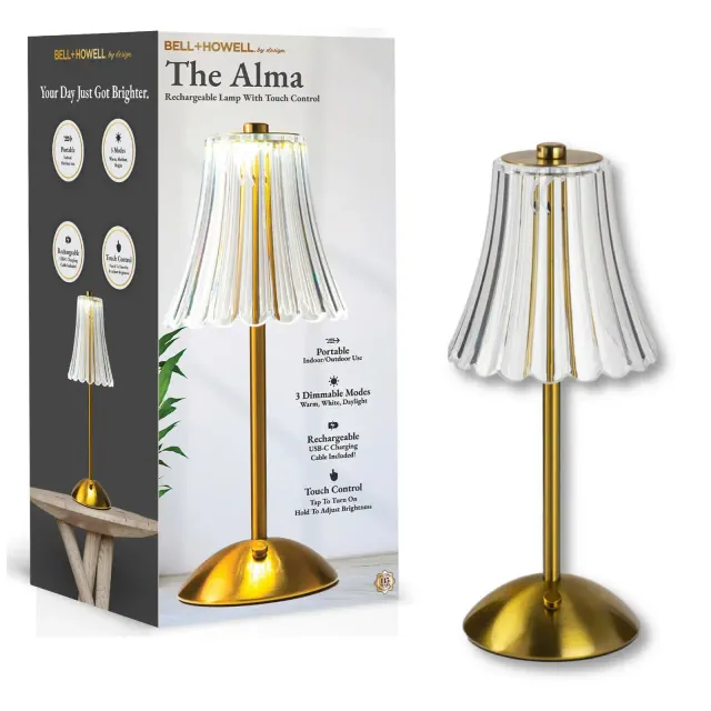 Bell and Howell Alma Table Lamp Small Cordless Touch LED Rechargeable