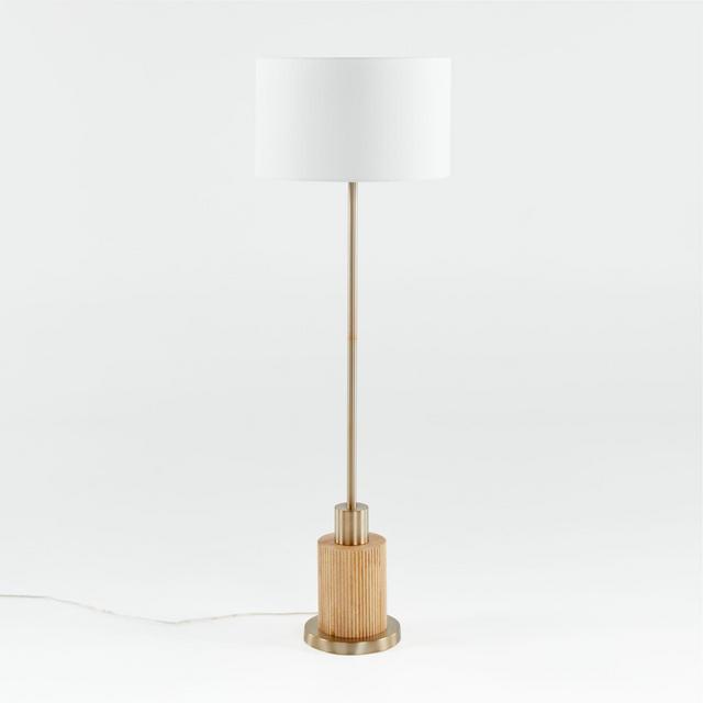 Bridaine Wood & Brass Floor Lamp