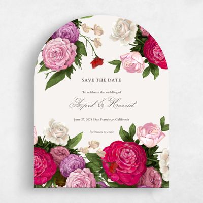 Beige Arch Wedding Save the Date - Eleganza Portrait