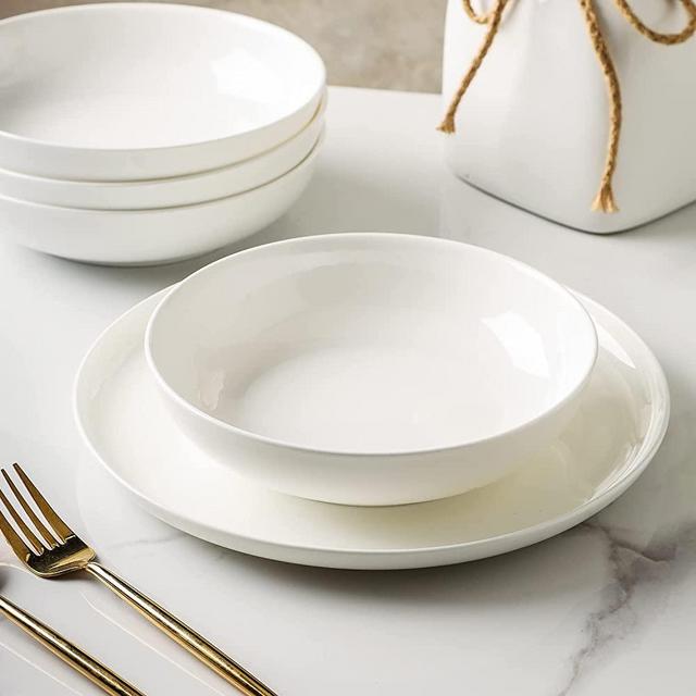 Stone Lain Gabrielle Formal Bone China Dinnerware Set for 8, White