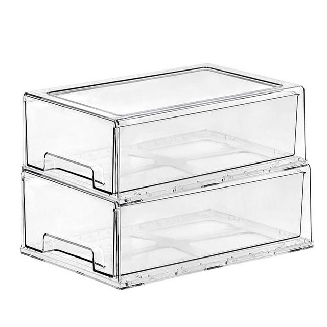 SIMPEXPE Stackable Storage Drawer, Clear Pull Out Plastic Food Fridge Organizer Bins for Home Office Pantry Shelf Organization