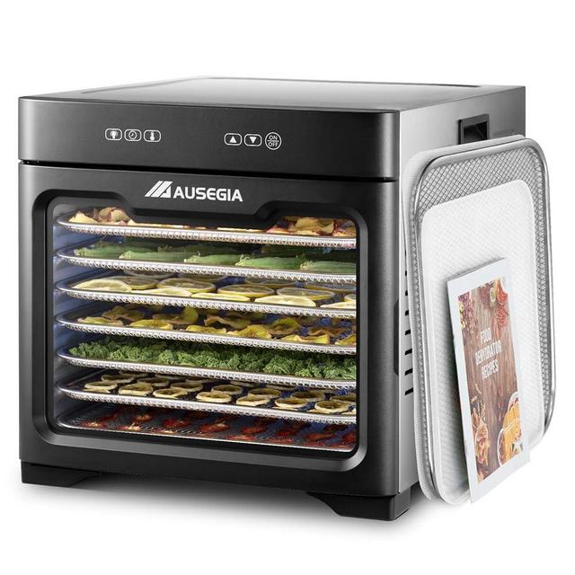 Ausegia Food Dehydrator With 8.8" Drying Space, Bigger Than 9 Trays Dehydrators,800W Power Saves More Time Than 600W, 190°F Dehydrated Dryer for Jerky, Dog Treats, Herbs, Meat, Fruit, Vegatables