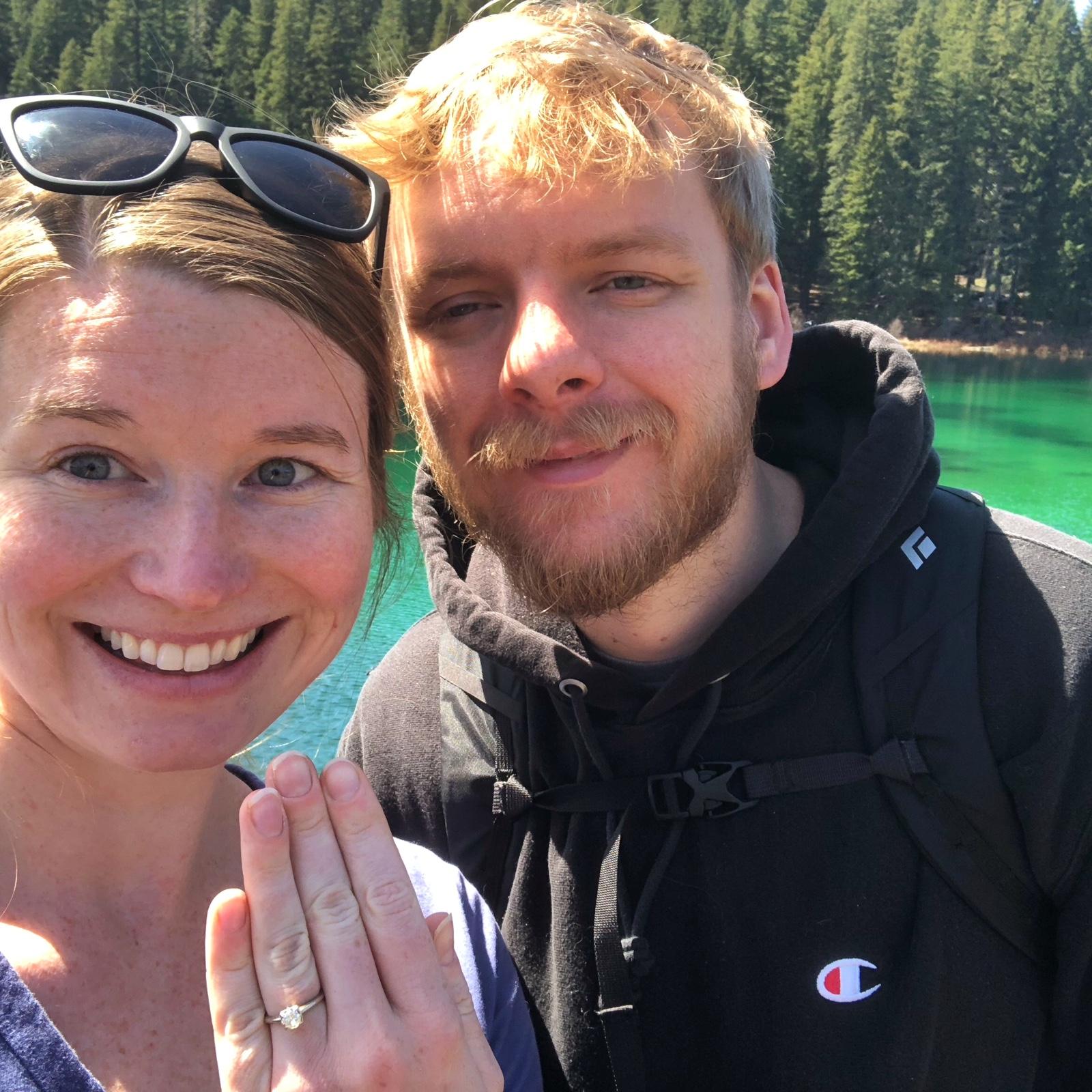 Engaged on a hike at Clear Lake!