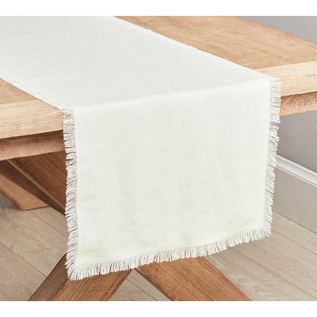 Frayed Linen Table Runner - Ivory