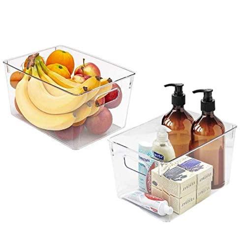 Sorbus Storage Bins Clear Plastic Organizer Container Holders with Handles – Versatile for Kitchen, Refrigerator, Cabinet, Food Pantry, Bathroom Organization